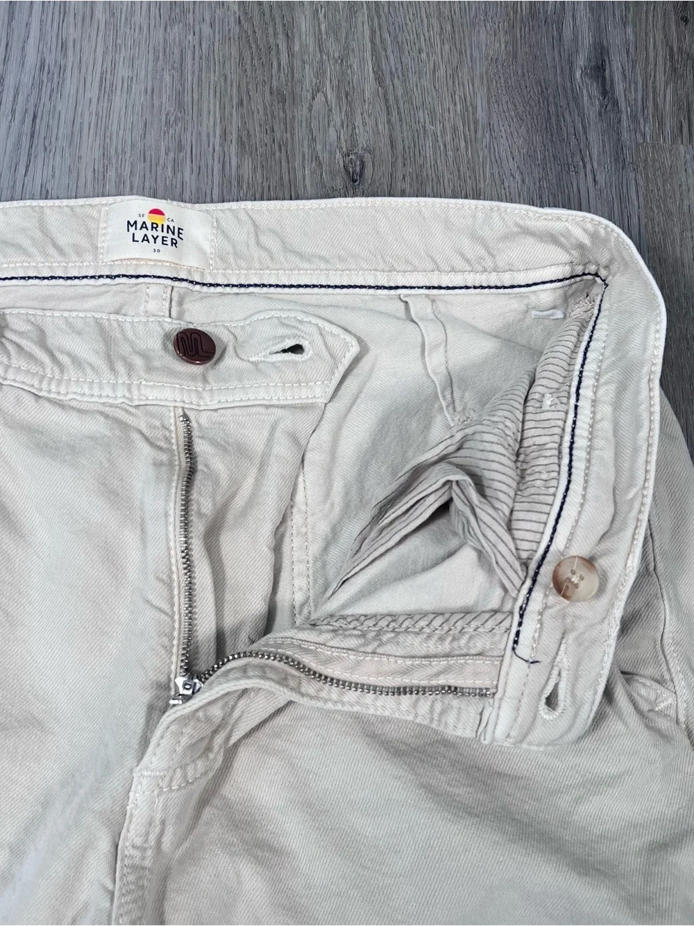 MARINE LAYER Men’s Archive Linen Field Natural Pants $128 Sz 30x30 Cream AS IS
